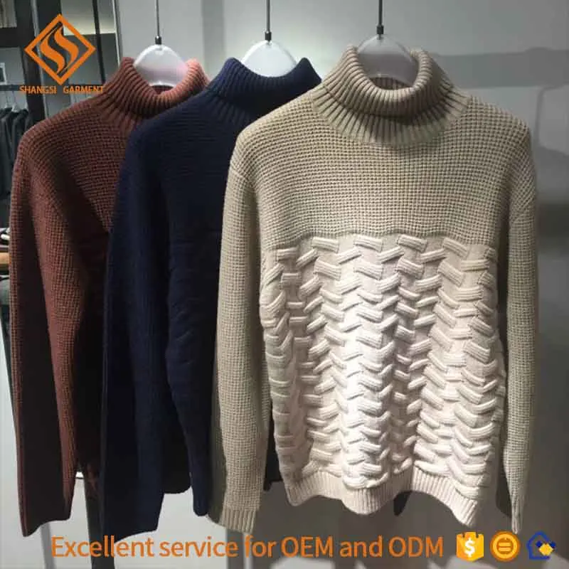 men pullover long sleeve knit sweater turtle neck winter fashion loose casual sweaters