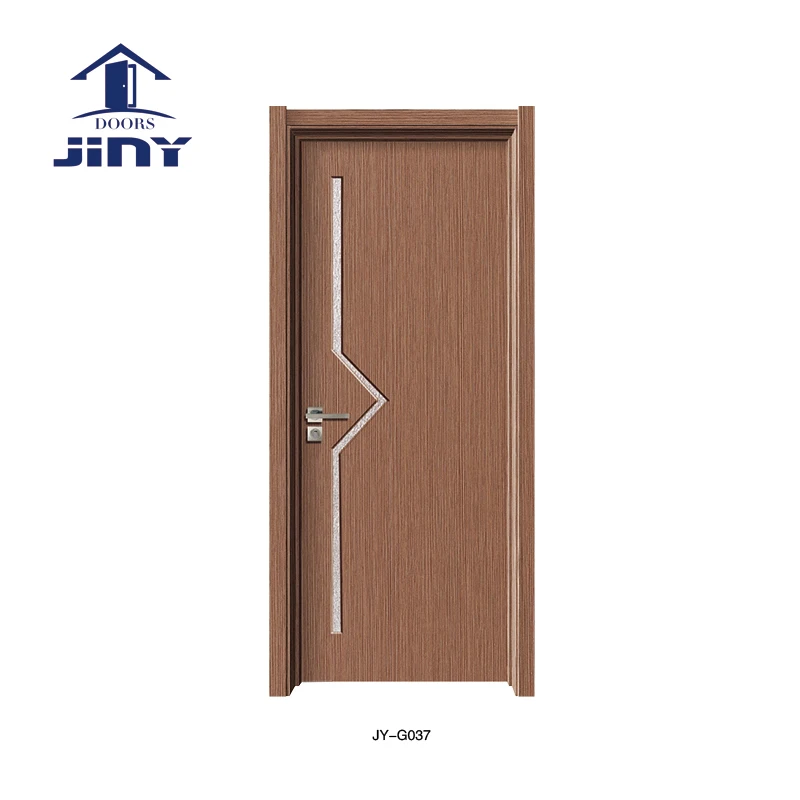 2022 JINY Waterproof Polish Panel Wood Plastic Composite Modern PVC Door Interior Doors with glass