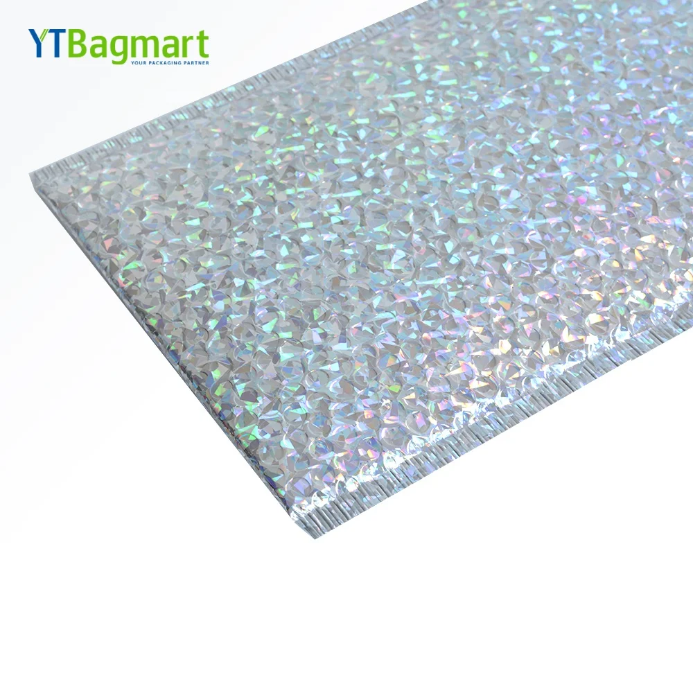 
Holographic Bubble Mailers Packaging Envelope Glitter Holographic Pouch Rainbow Poly Bubble Shipping 