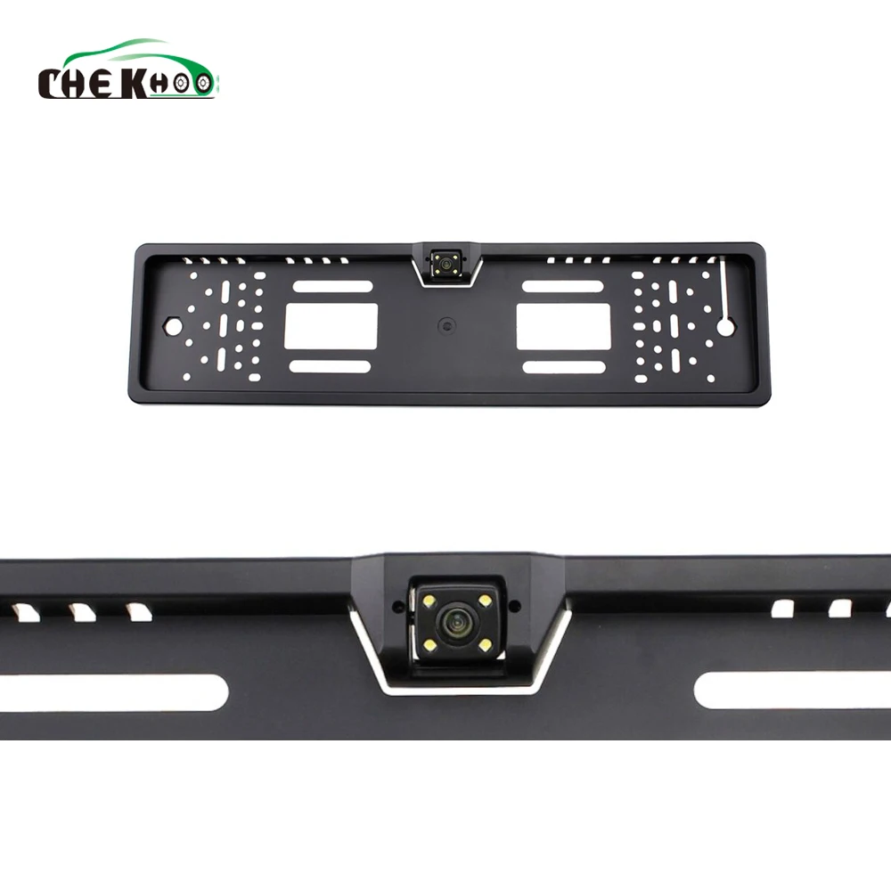 EU European License Plate Frame Car Rear View Camera Waterproof Night Vision Reverse Backup Camera 4 LED light