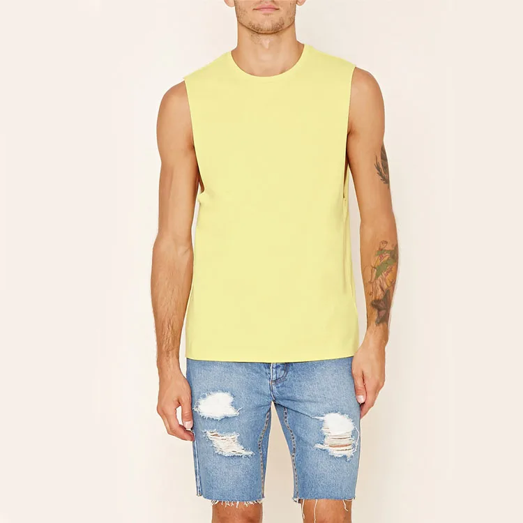
Hot selling summer style mens simple sleeveless sports custom tee shirts 