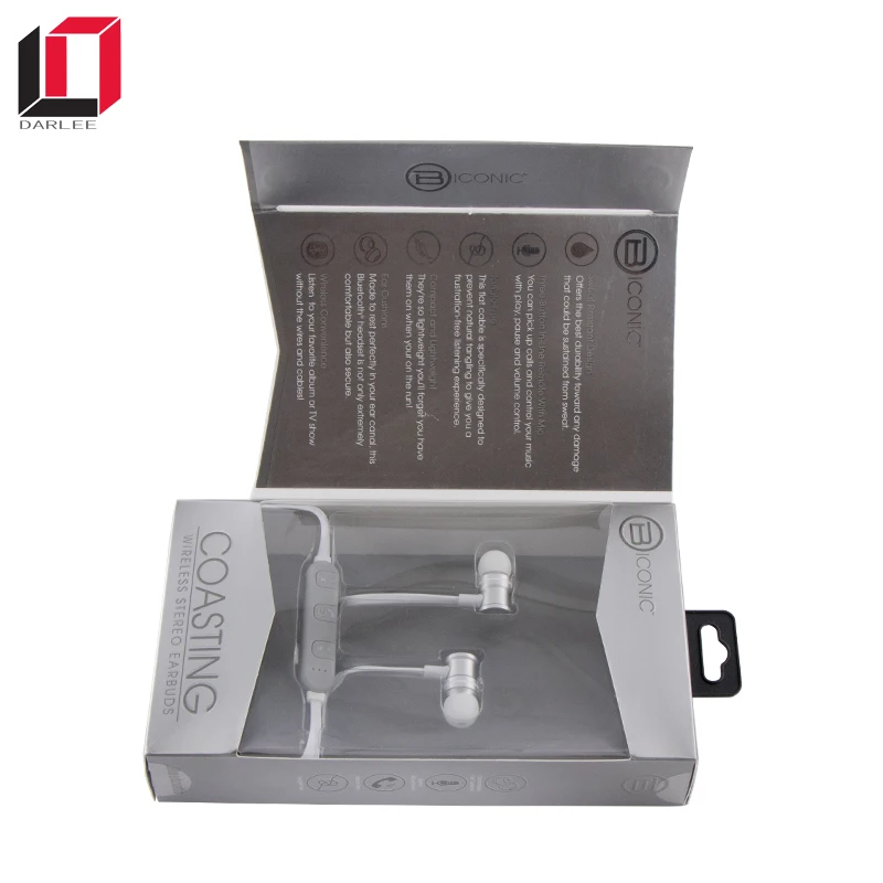 Luxury blister inner tray magnet earphone packing box for headphone