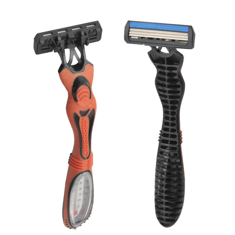 3 blade pivoting head high quality strong rubber handle razor
