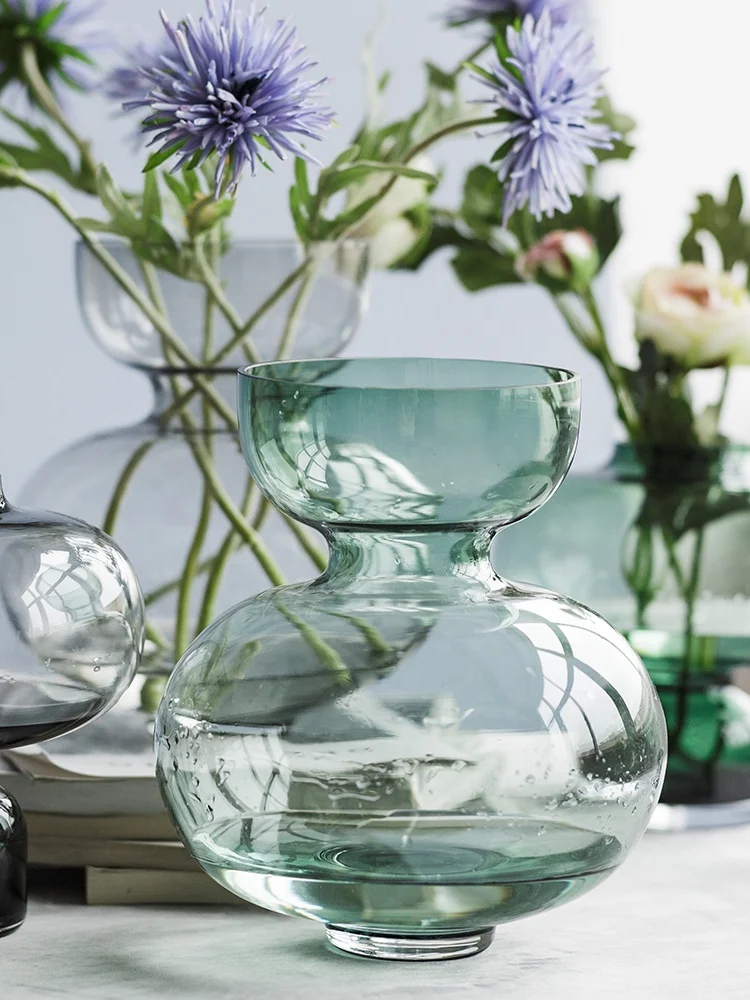 
2019 new design flower arrangement hand blown murano multi colored glass vases 