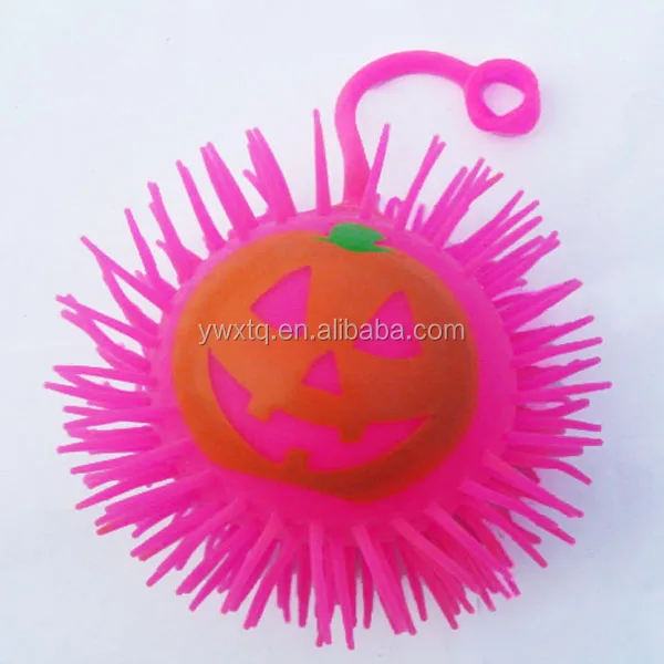 KEHUI Wholesale Flashing Puffer Ball Party Favor Toys Hariy Puffer Ball Inflatable Print Faces Easter toys