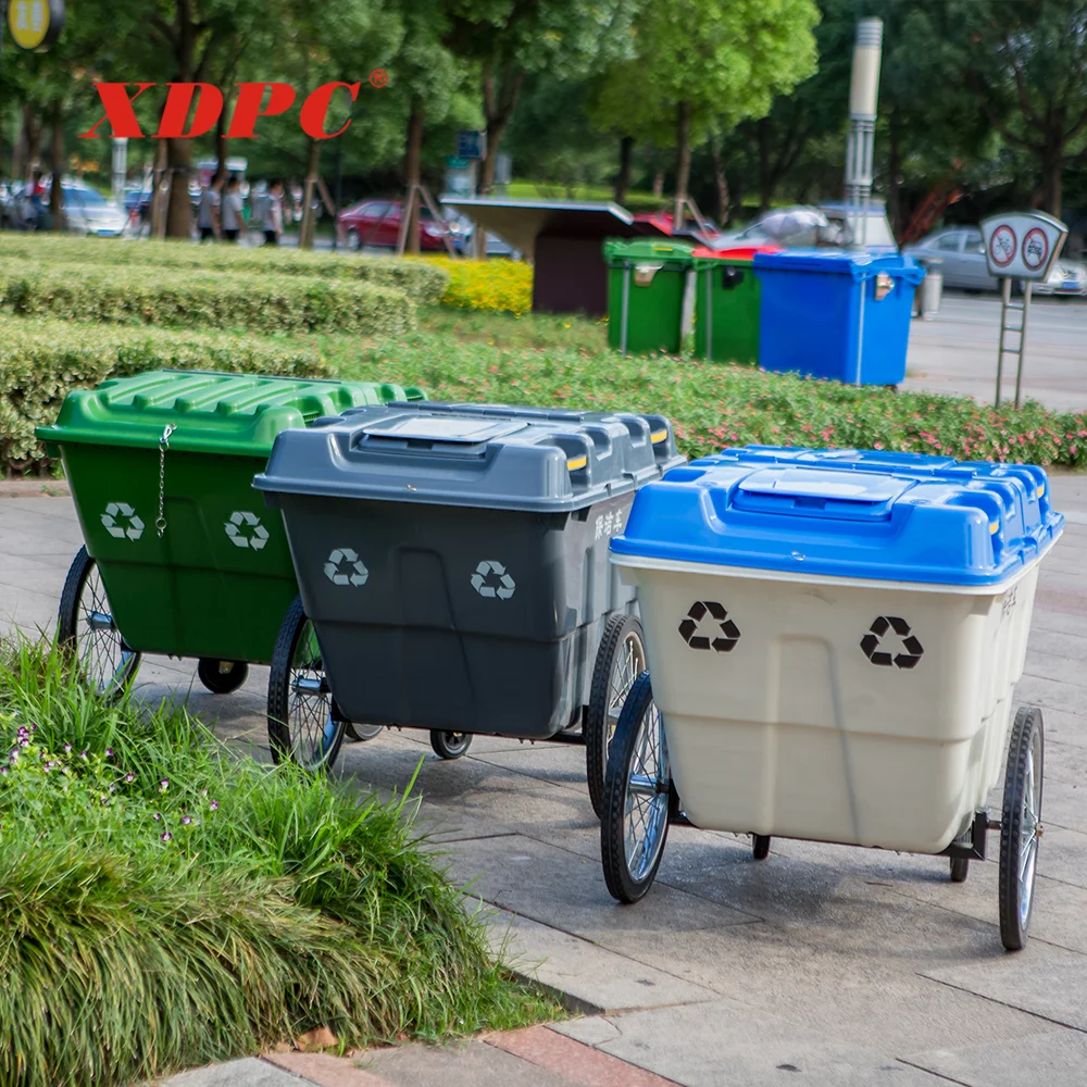 Industry mobile outdoor 400 liter plastic garbage container dustbin cart