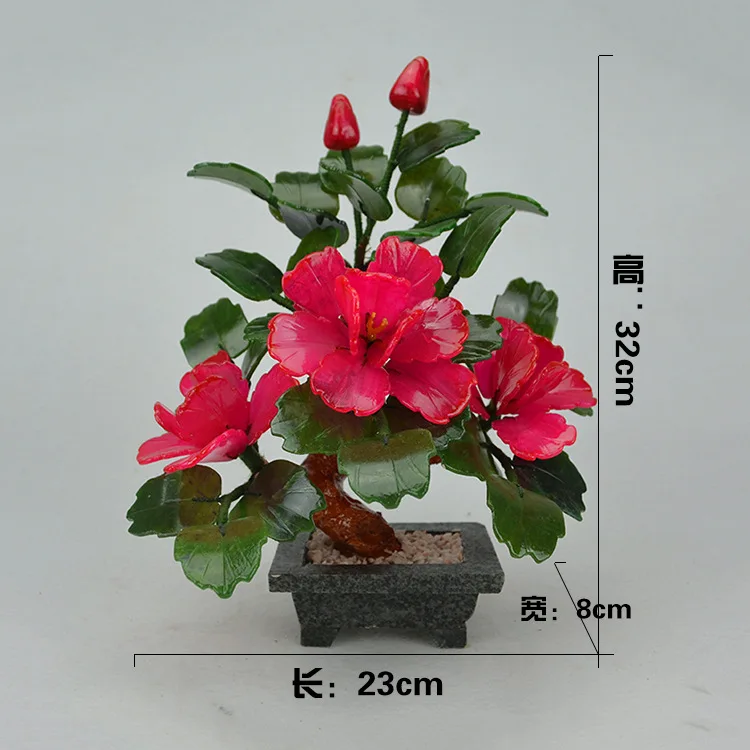 3 peony flowers Natural jade potted plants Crafts home accessories