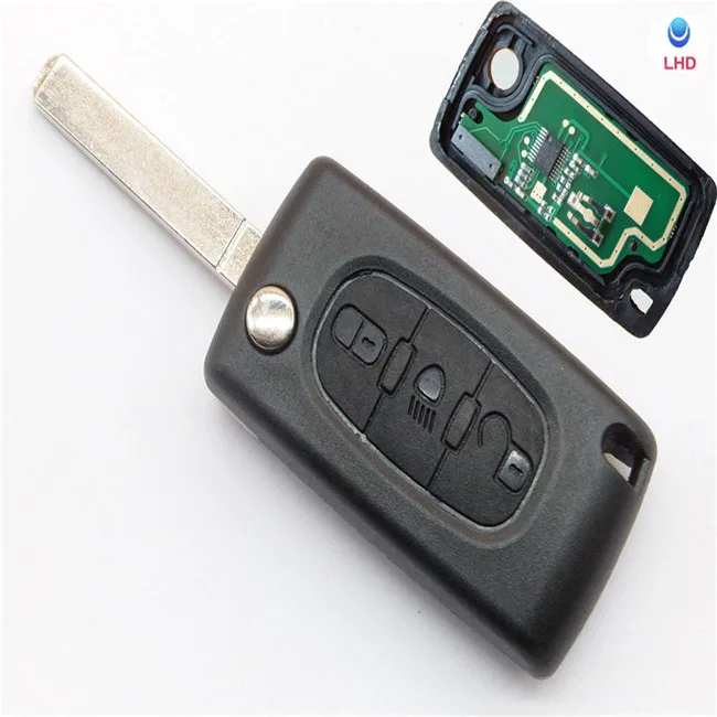 3 Buttons Remote Flip Key Folding Car Key light button For PEU 207 307 308 3008 407 433-MHz HU83 Blade ID46 CE0536