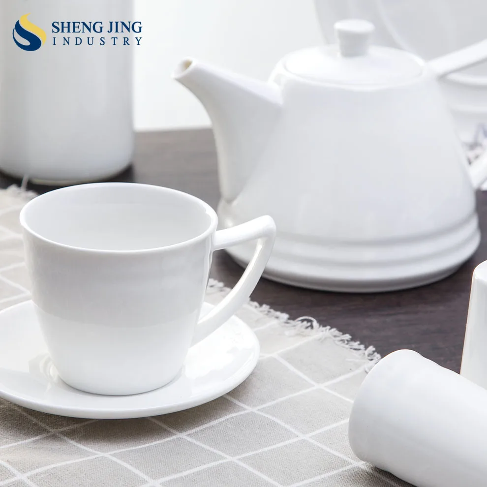 Household/ Restaurant/ Hotel/ Cafe/ Wedding White Ceramic Classic Coffee and Tea Set