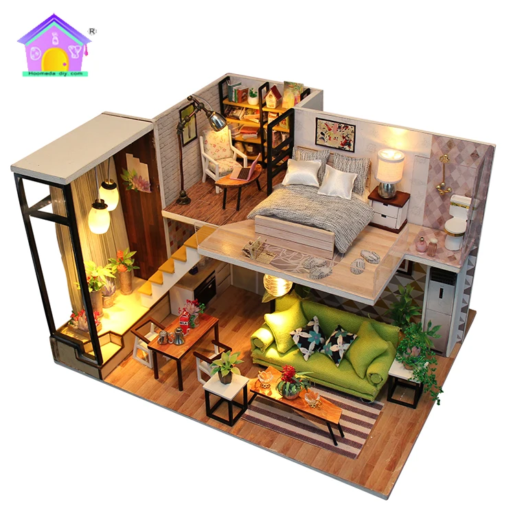 Hoomeda Enjoy the romantic Nordic cute miniature doll house diy room projects