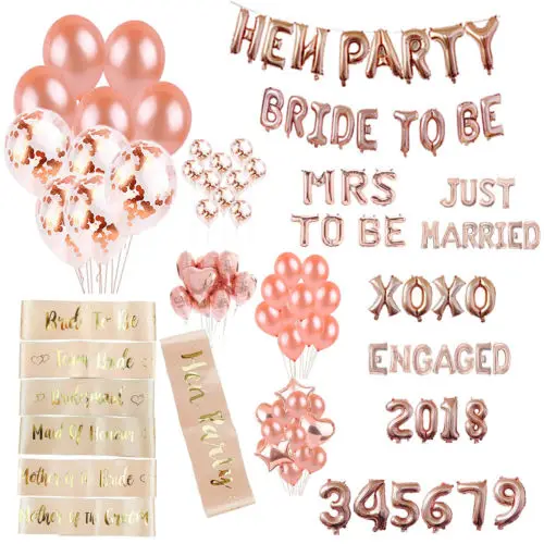 Hen Party Sash Rose Gold Foil Latex Balloon Set Helium Bride To Be Wedding Party