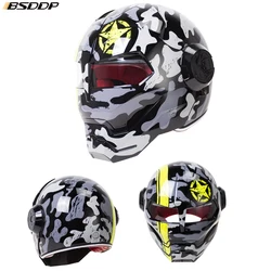 BSDDP Top ABS Moto biker Helmet Iron Man personality special fashion half open face motocross helmet matt black