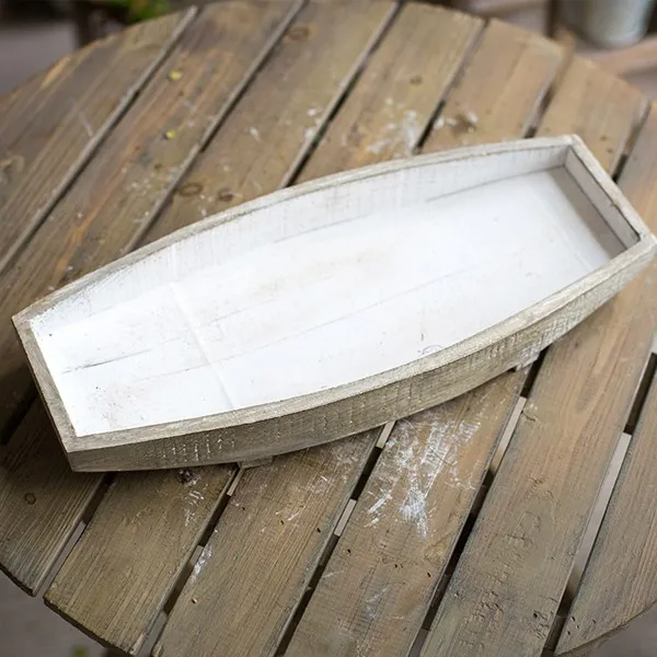 solid wood boat shape wooden garden planter flower pot