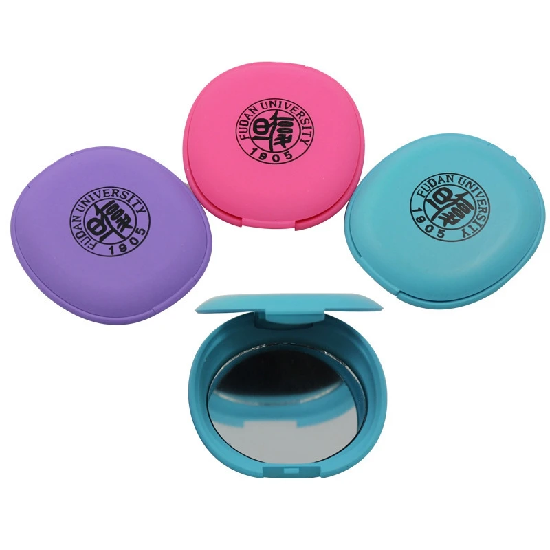 Custom Logo Pocket Small Mirror With Key Chain