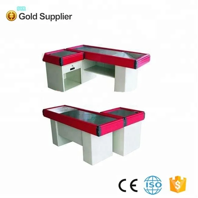 
popular PVC material motorizrd checkout counter with conveyer 