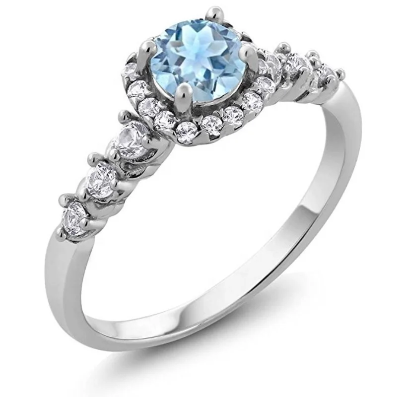 AC024612 AngryCat Fine 925 Sterling Silver Blue Sapphire Wedding Engagement Ring For Women Anillos Bijoux Bague Femme