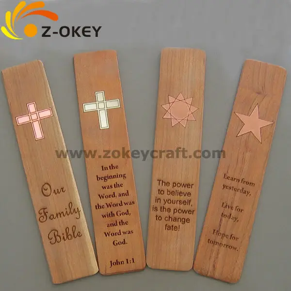 latest style Wood bookmark in four designs with English words