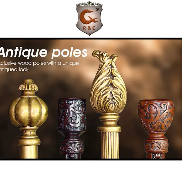 Antique silver hardwood decorative fancy curtain rods