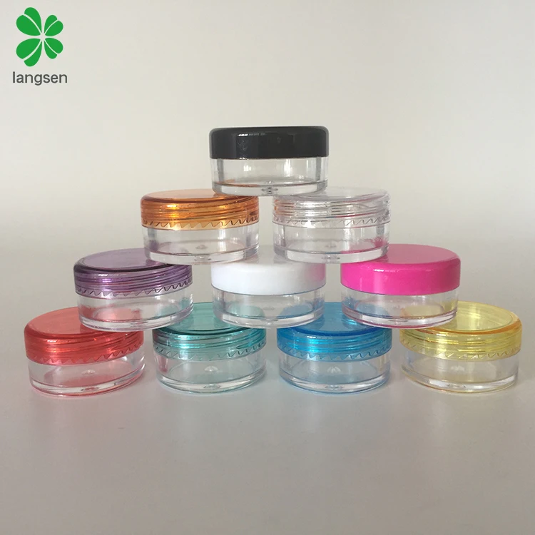 Empty 5ml 5g round plastic cosmetic jars, 5grams cream jars containers pots for cosmetic cream packaging, cosmetic dispensing