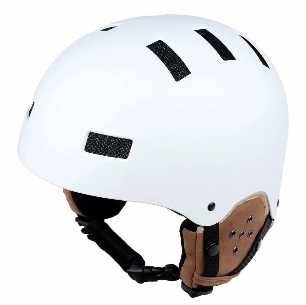 
CE ASTM Protective ABS Shell and EPS Liner ski snow helmet with leather earmuffs 