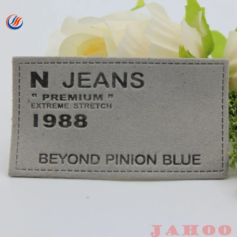 Logo Design Garment Jeans label patch, Genuine PU Custom Embossed Leather label
