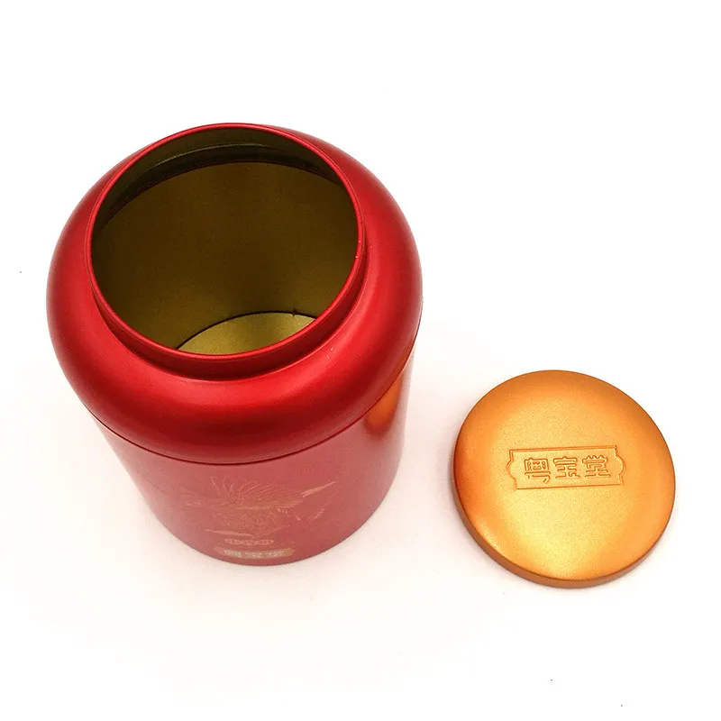 Food grade paper sealed 250g big empty tea storage metal jar tin tea jar