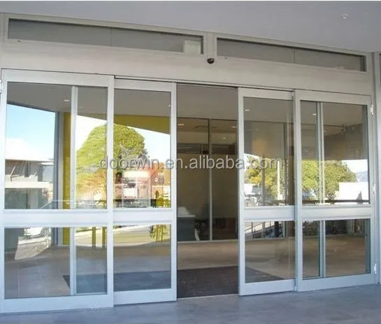 Commercial Front Main Glass Door Fire Rated Automatic Sliding Aluminum Door System