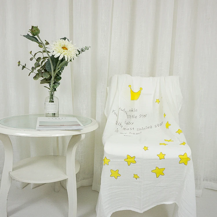 Hot sale breathable printed cotton baby bamboo muslin swaddle blanket organic for sleeping