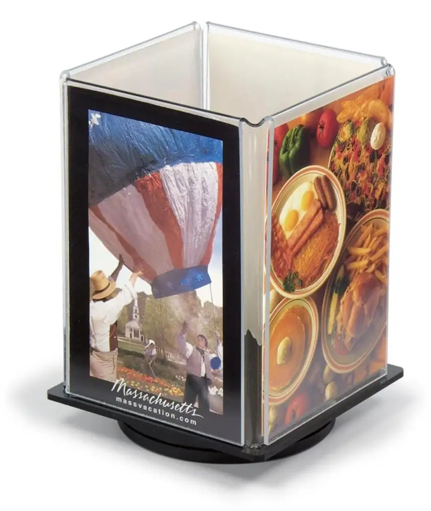 Customized Rotating Desktop Acrylic Menu Display Stand Sign Holder