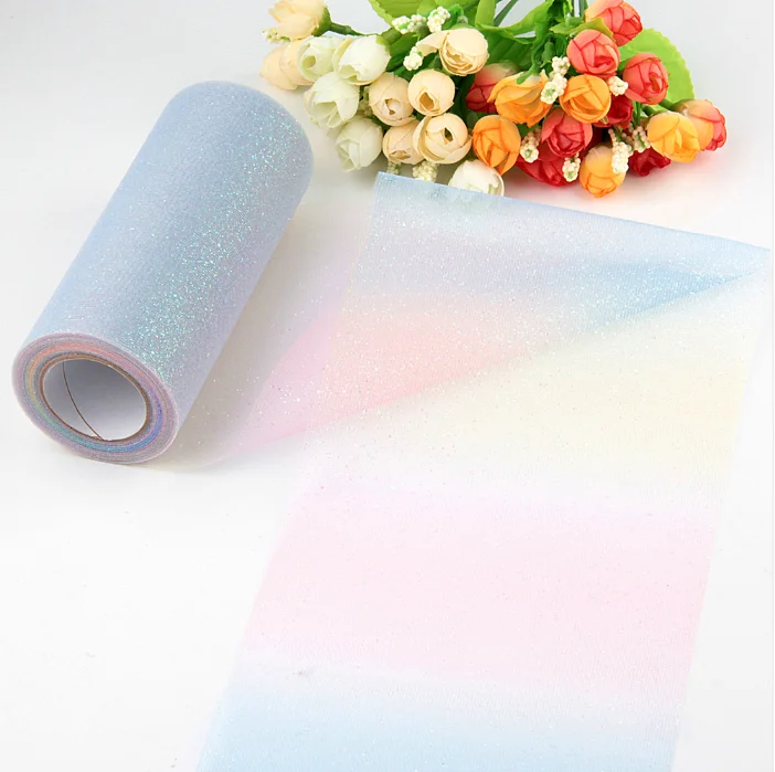 Rainbow Tulle Roll Spool Yarn Tutu DIY Table Kids Skirt Gift Craft Fabric Party Bow Tulle Rolls Wedding Party Decoration Favor