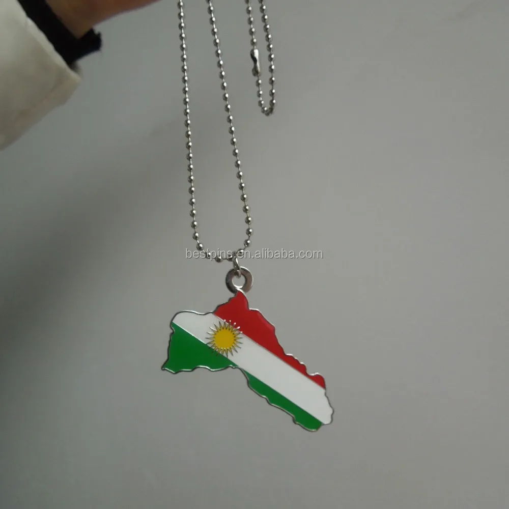 Бесплатный образец, флаг страны Курдистана, металлическая бирка, ожерелье, подвески