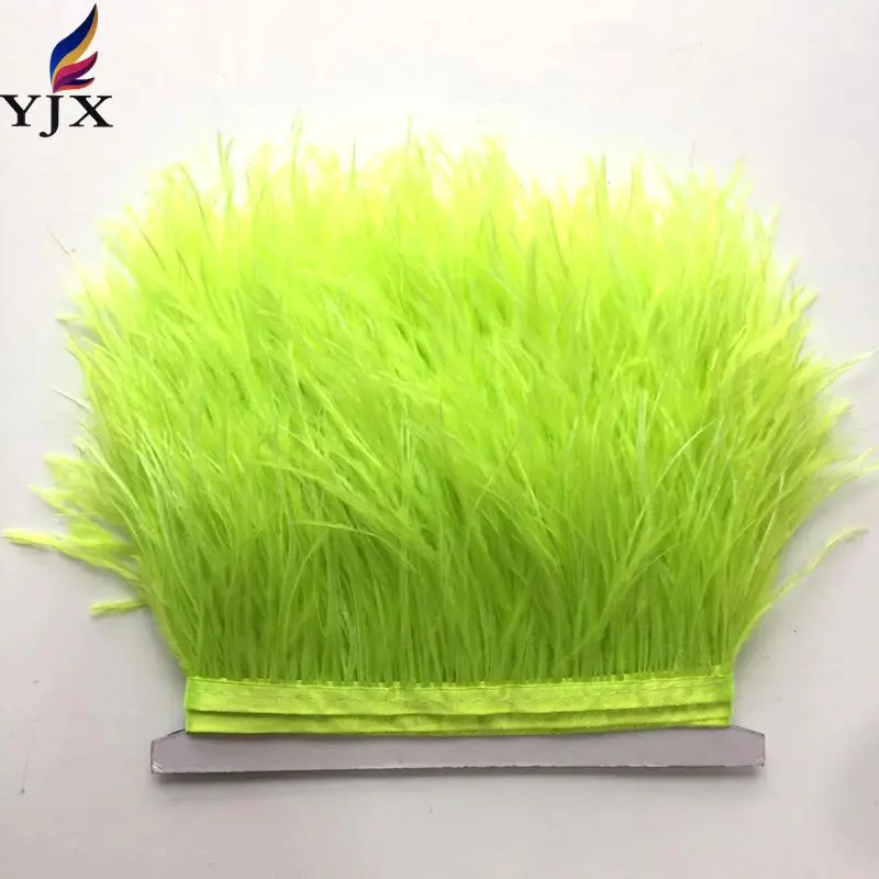 Wholesale 8-10cm bright green decorative feather trim artificial ostrich feather fabric fringes