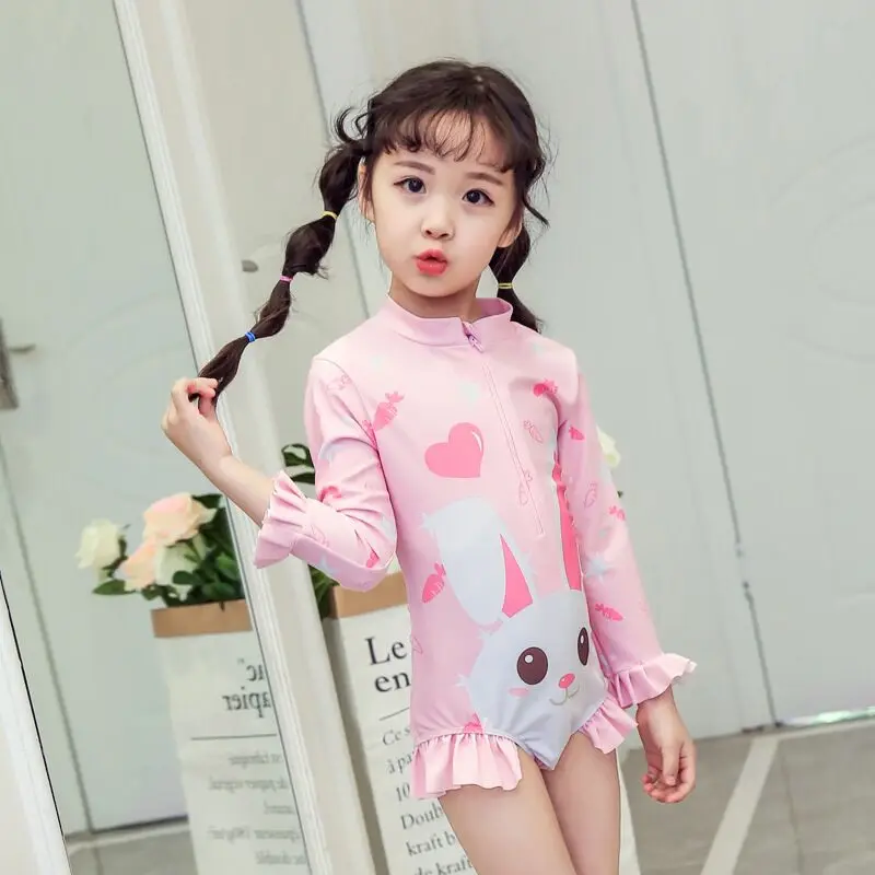 Оптовая продажа От 1 до 7 лет купальный костюм с защитой от УФ лучей с длинным рукавом пляжная одежда