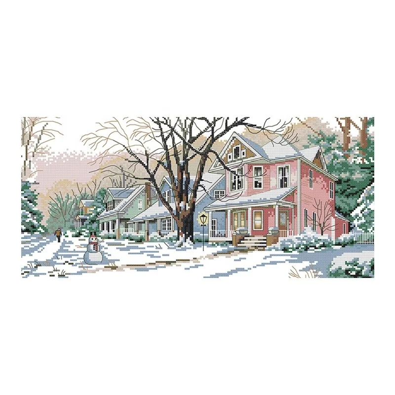 
NKF Winter street cross stitch kits high quality diy sewing cross stitchhandwork diy 