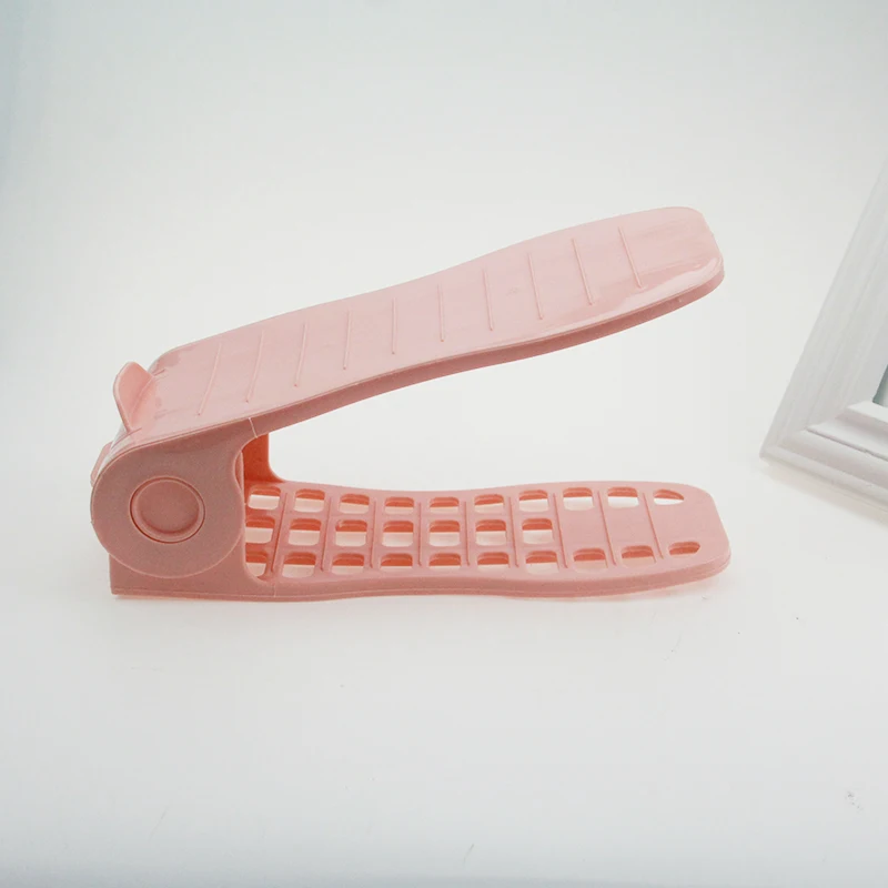 Adjustable Shoe Organizer Set Storage Space Saving Shoe Slots Rack Holder Double Layers Plastic Shoe Slots for Home