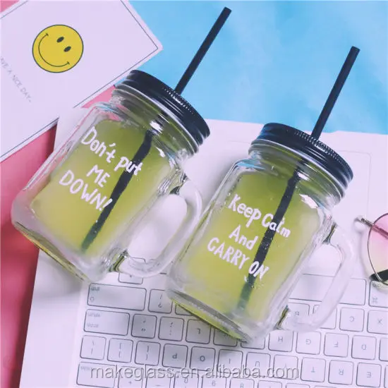 Хит продаж, стеклянная банка с металлической крышкой и соломинкой, стеклянная бутылка для питья