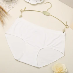 Plus size seamless women underwear One-piece ice silk High-waist panties