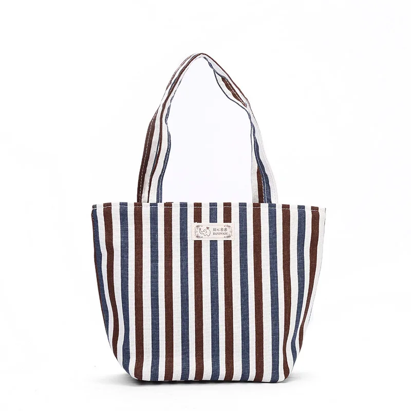 
 Женская Полосатая Холщовая Сумка с логотипом на заказ, Хлопковая сумка-шоппер в полоску, Холщовая Сумка-тоут  