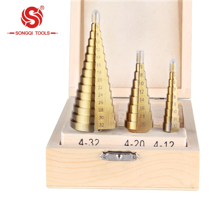HSS 4241/M2/M35 high quality 3pc step drill bits set with low price