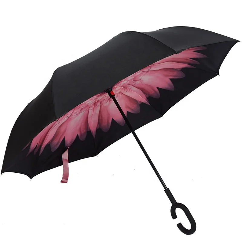 Hot sale OEM acceptable durable quality Double Layer Inverted Umbrella Reverse folding Umbrella for Pharmacy and Library