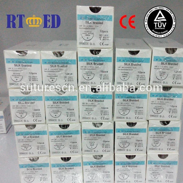 Factory Offer high Quality Surgical Sutures Non-absorbable Silk Suture With Needle with ISO & CE approved