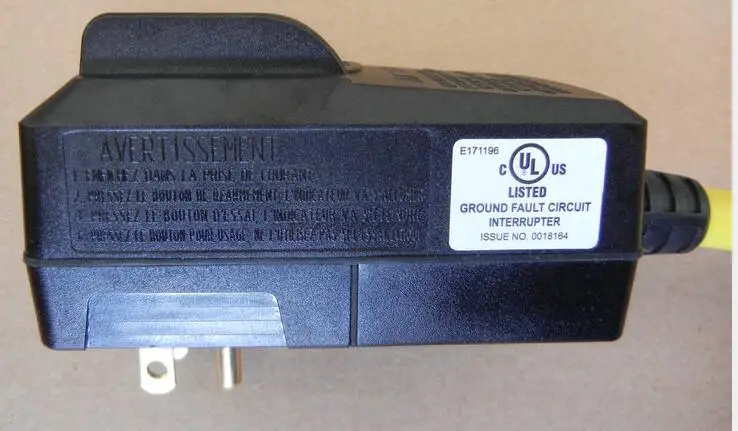 
14/3 SJTW Triple Tap Extension Cord With Right Angle GFCI 3 Prong Plug 