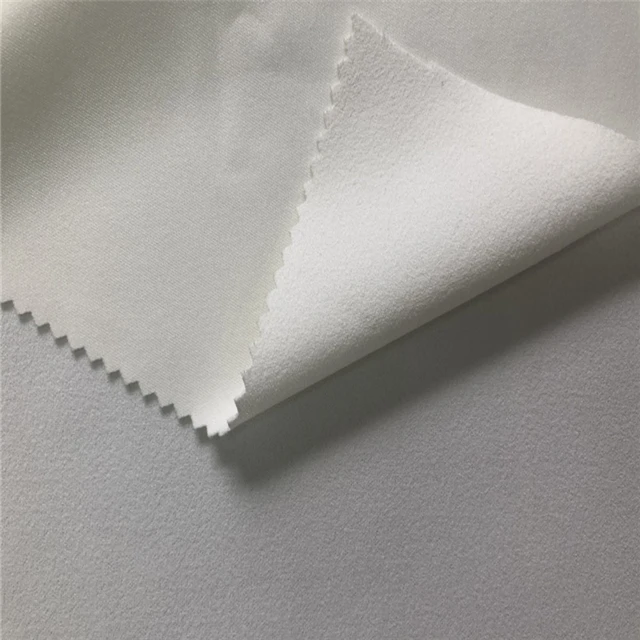 100% polyester good elastic crepe effect solid interlock fabric