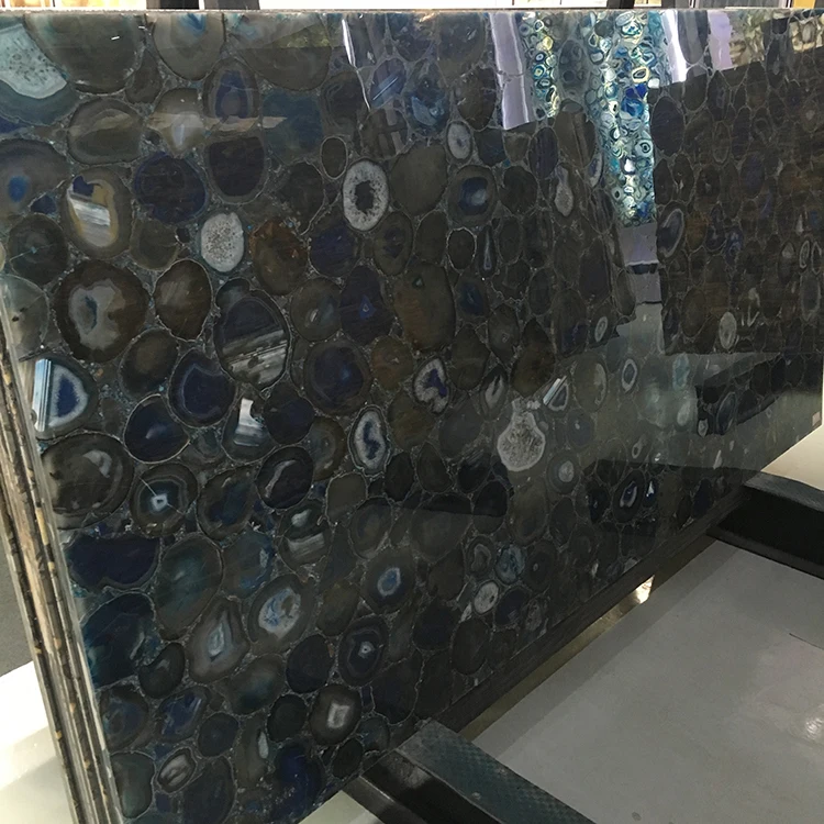 Hot Selling Wall Panel  Customized Size Natural Blue Agate Onyx Slab