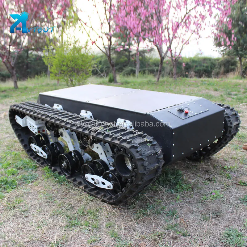 Rubber Robot chassis electric tracked vehicle with platform 