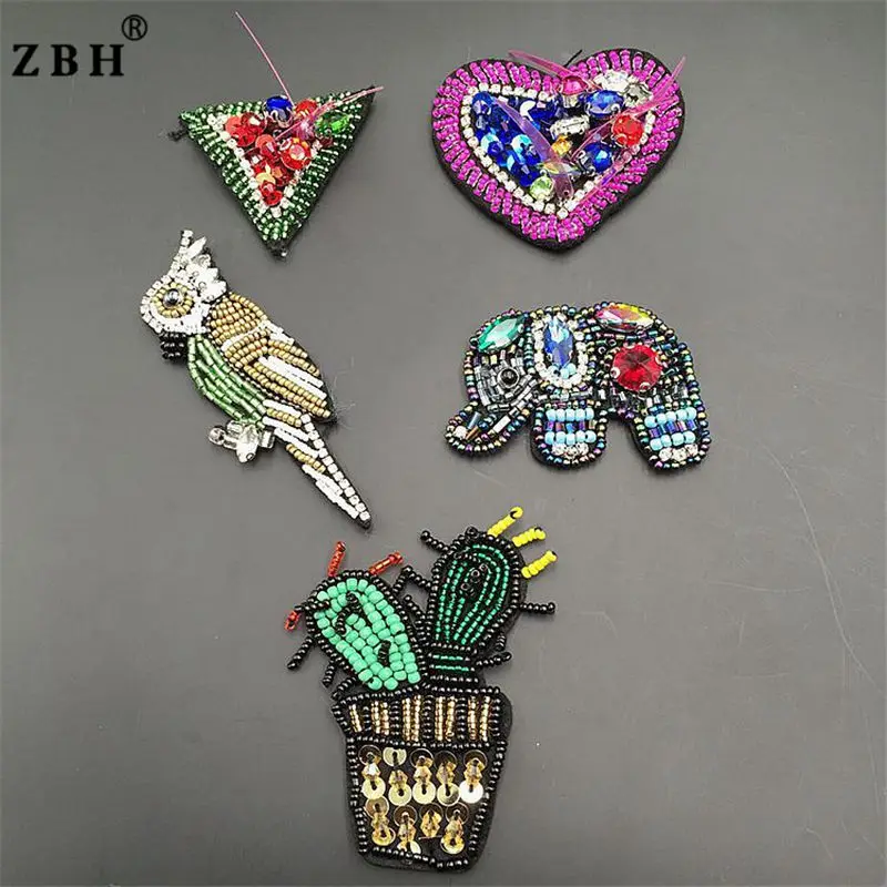 In-stock Handmade Beads Pearls Sequins Heart Star Crown Shape Patch