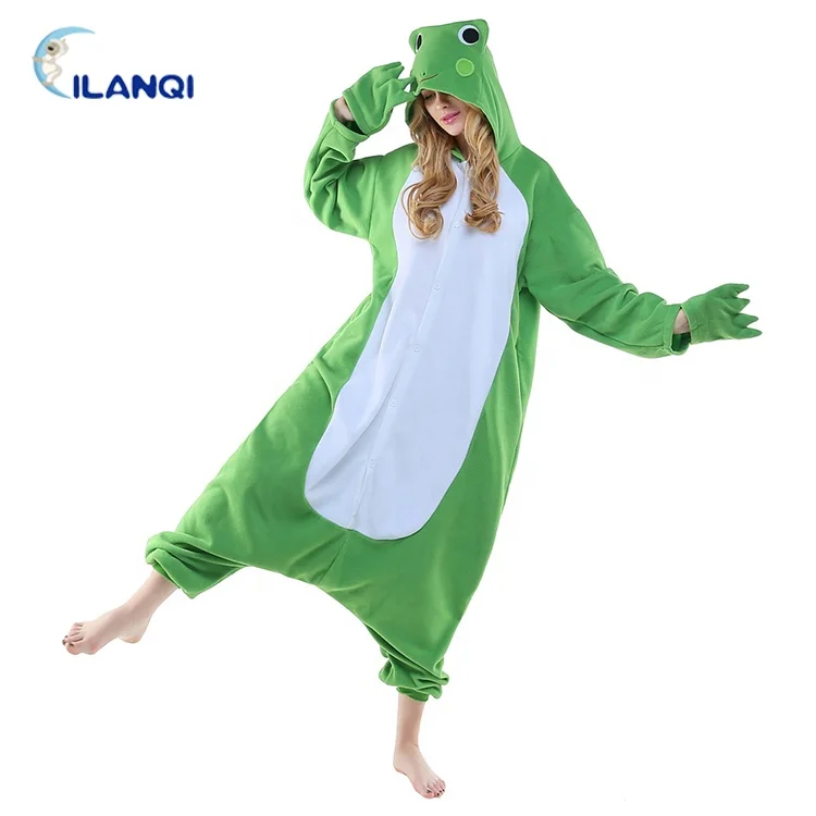 Manufacturer onesie flannel fleece polyester frog animal pajamas for adults