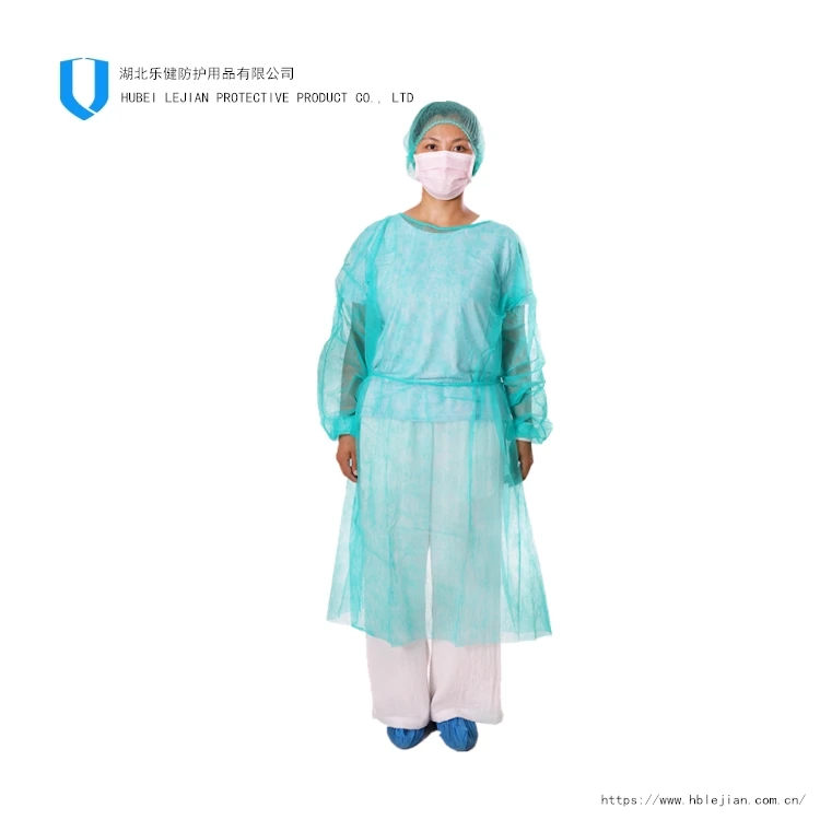 Blue Disposable Non-woven/PP/SMS  Isolation Gown With Elastic Cuffs