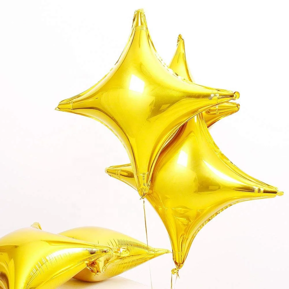 TF Star Shape Foil Mylar Balloon Quadrangle Four Angle Star Balloons For Birthday Party Wedding Decoration Balloons  10, 26 inch