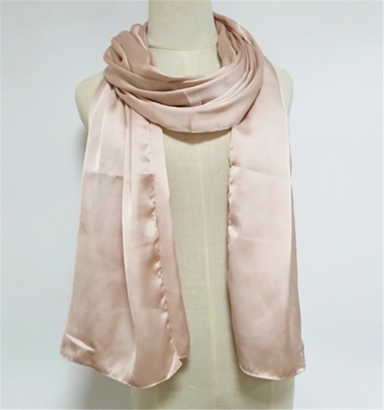 Wholesale Bulk Long Satin Shawl Head Scarf Plain Style for Adult Muslim Women Dyeing Bulk Ethnic Scarves & Shawls